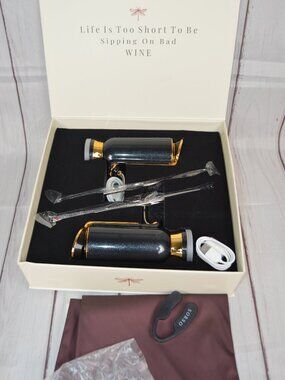 Sorso Solo Electric Wine Aerator Dispenser Vacuum Preserver Black 2 Pack NEW